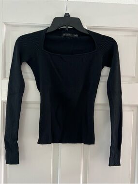 Black Long Sleeve Knit Sweater Top